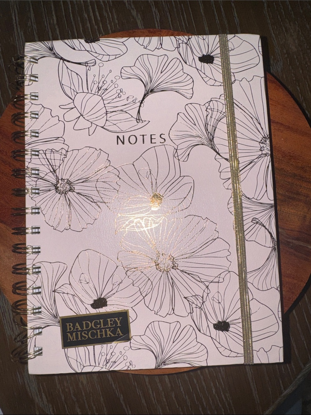 Badgley Mischka Pink Floral Notebook with Gold Accents